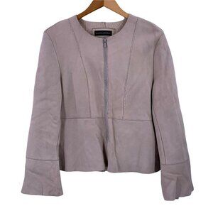 NWT Banana Republic Pearl Gray Shearling Spanish Lamb Nubuck Jacket Size L